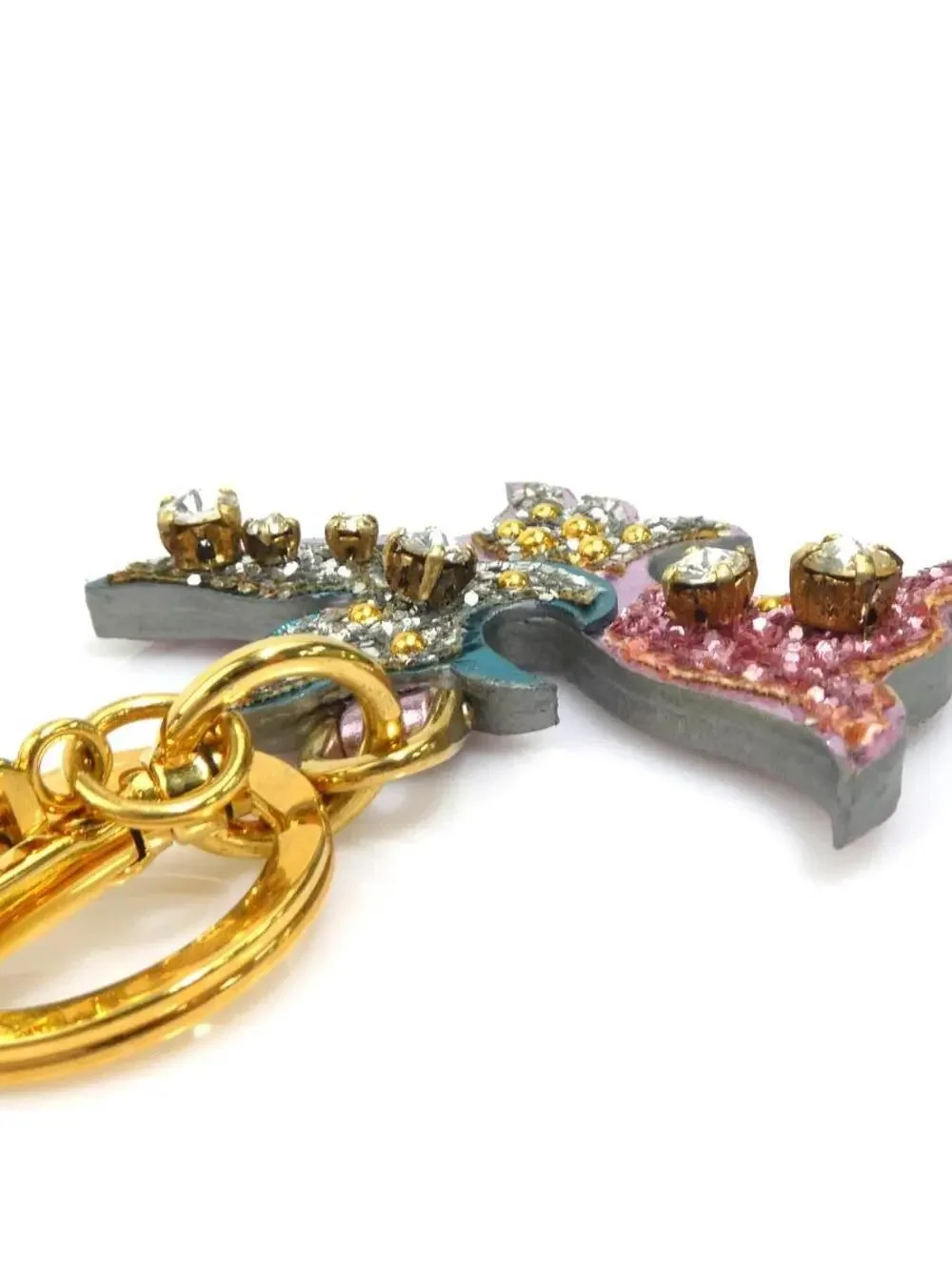 Auth Miumiu Charm Key Ring Purple/Gold #308920M11B